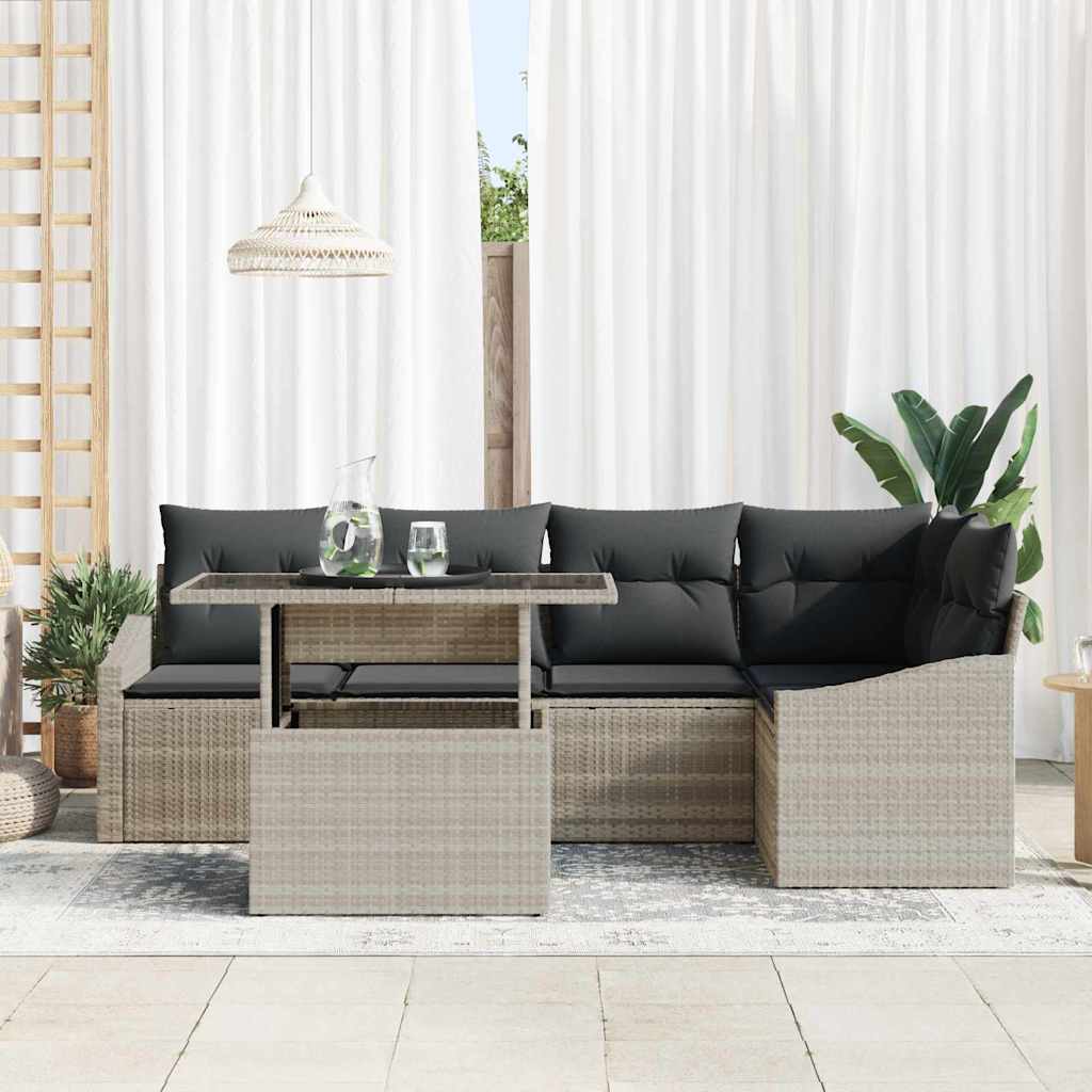 Garten-Sofa-Set 6 pcs Hellgrau und Dunkelgrau 100 x 55 x 73 cm